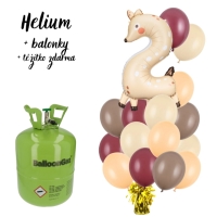 Helium set - 1 srneek 2 + balonkov mix, vestkov, broskvov, krmov 23 cm 24 ks